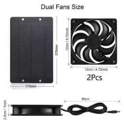 Solar Powered Fan Exhaust Fan12V 10W Waterproof Dual Exhaust Fan Air Extractor For Camping Greenhouse Kitchen Animal House