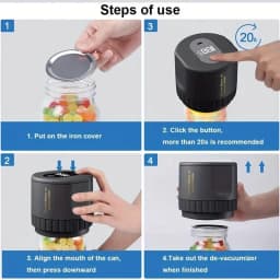 Electric Mason Jar Vacuum Sealer Kit, Cordless, for Mason Jars Wide Mouth Fermentation with Mason