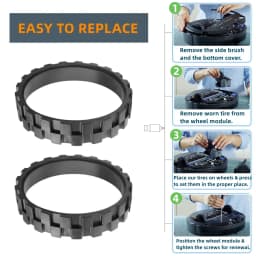 Replacement Tires for IRobot Roomba Vacuum 500, 600, 700, 800, 900, E5, E6, i7 Series, A Pair of Tires and Front Caster Wheel As