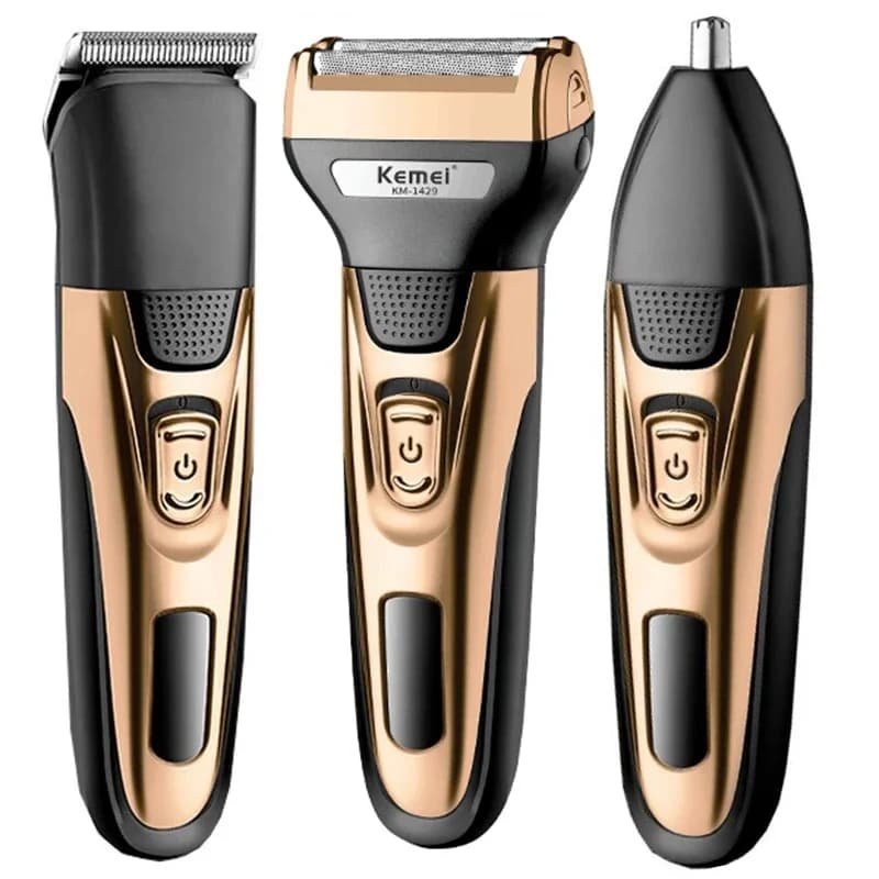 KEMEI 3IN1 GROOMING KIT ELECTRIC SHAVER FOR MEN BEARD HAIR TRIMMER BODY NOSE EAR SHAVING MACHINE FACE RAZOR RECHARGEABLE