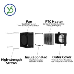 12V~220V 70W~400W PTC Heater Ceramic Constant Temperature Heater With Fan PTC Electric Heater Incubation Air Heating Element PTC