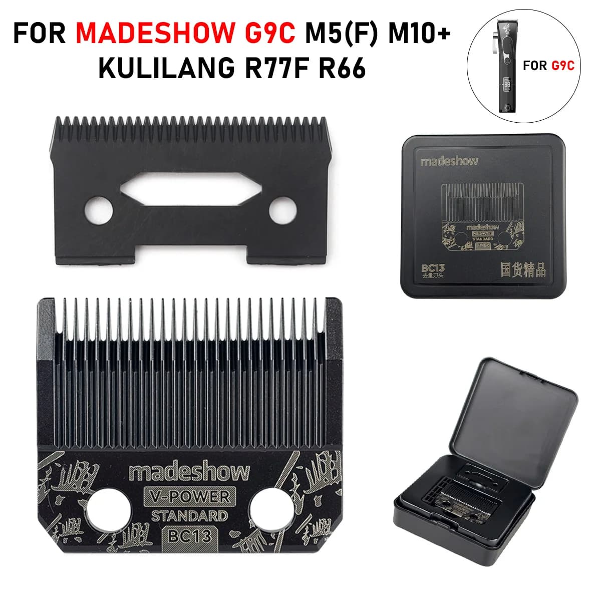 Madeshow Kulilang G9C M5(F) M10+ R66 R77F Standard Blades Hair Clipper V-POWER Blade Trimmer Replacement Original Cutter Head