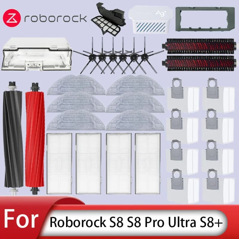 Roborock S8 Pro Ultra S8 Plus Robot Vacuum Cleaner Mop with Choth Vacuum Bags Accessories Side Brush Filter Replaceable Spare Pa