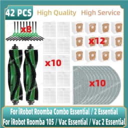Compatible For IRobot Roomba 105 Combo, Roomba Combo Essential / 2 Essential Main Side Brush HEPA Filter Mop Dust Bag Parts