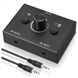 vend 3.5mm Audio Switcher, 2 Input 1 Output/1 Input 2 Output Audio Splitter Switcher, Audio Switcher Box,One-Key Mute Button