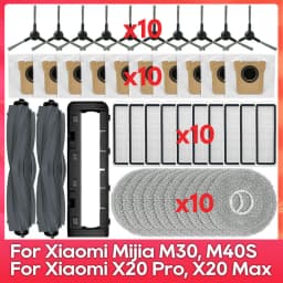 Fit For ( Xiaomi Robot Vacuum X20 Pro, X20 Max, M30, M40S, D102GL, D109GL, D102 ) Part Accessory Brush Filter Mop Dust Bag