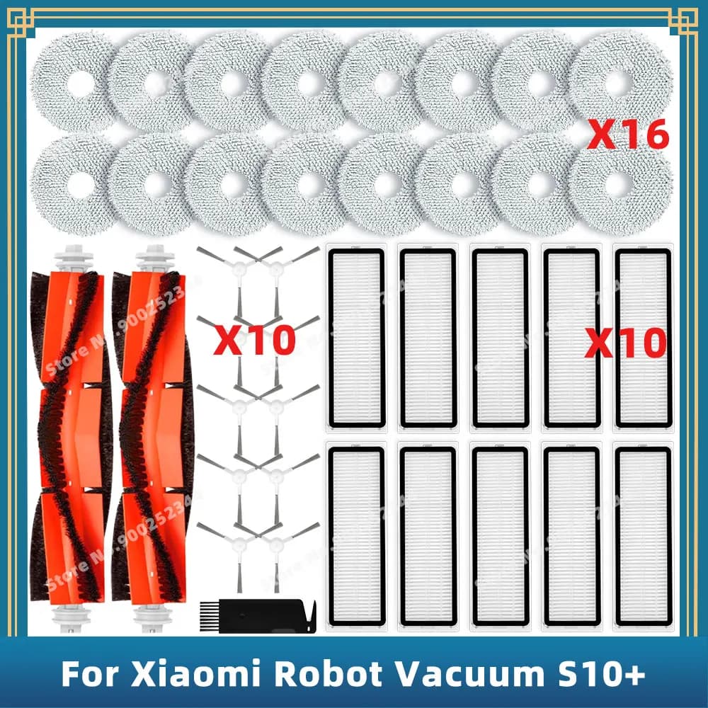 Compatible For Xiaomi Robot Vacuum S10+ / S10 Plus B105 Spare Parts Accessories Main Side Brush Hepa Filter Mop Rag Cloth