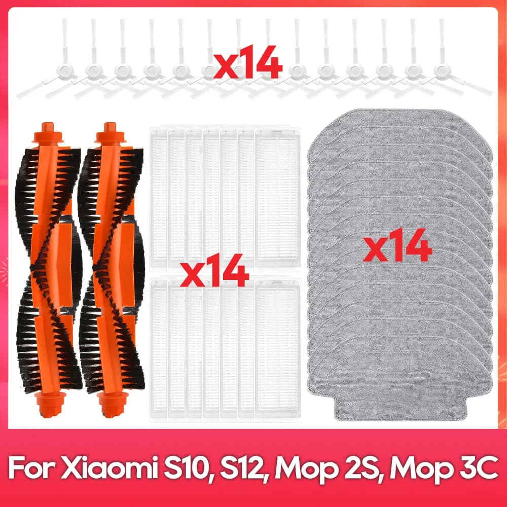 Compatible For ( Xiaomi Robot Vacuum S10, S12, Mop 2S, XMSTJQR2S, 3C, B106CN, Mop P, STYTJ02YM ) Brush Filter Rag Accessory Part