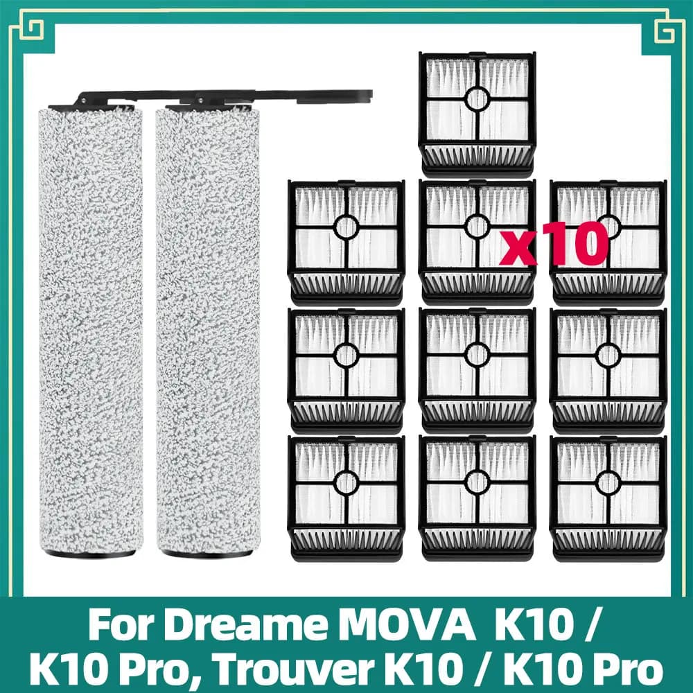 Compatible For MOVA K10 / K10 Pro, Trouver K10 / K10 Pro Vacuum Cleaner Replacement Kits Roller Main Brush HEPA Filter Parts