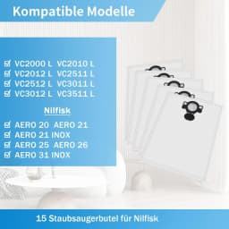 Vacuum Cleaner Bags for Nilfisk Alto Aero 20/21/25/26/31, Makita VC2000L VC2010L VC2012L VC2511L VC2512L VC3011L VC3012L VC3511L