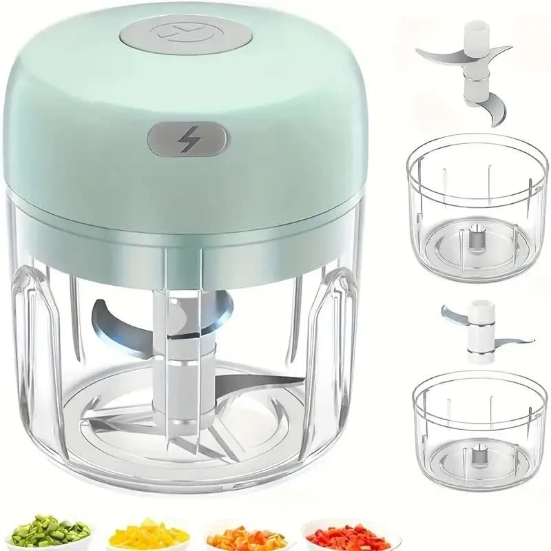 Electric Garlic Chopper, Mini Portable Veggie Chopper, 250ML Garlic Grinder Masher Onion Chopper, Blender to Vegetable, Wireless