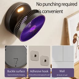 2024 New Style Small Portable Fan Rechargeable Wall Mounted Fan 90° Foldable Desktop Fan 4 Gears With Warm Night Light