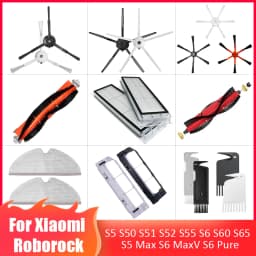 Side / Main Brush Cover Mop Cloth HEPA Filter Spare Parts For XiaoMi Roborock S50 S51 S55 S6 S60 S61 S65 S5 Max S6 MaxV S6 Pure