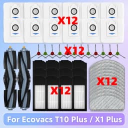 Compatible For Ecovacs T10 Plus / X1 Plus Robot Vacuum Spare Parts Accessories Main Side Brush Hepa Filter Dust Bag Mop Cloth