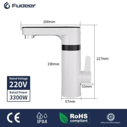 Fudeer 3400W 220V Electric Kitchen Water Heater Tap Instant Hot Stainless Steel Water Faucet Heater Cold Heating Faucet