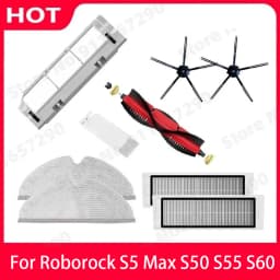 Roborock S5 Max S6 S50 S6 MaxV S4 E4 Detachable Main Brush Silicone Side Brush Filter Parts Accessories