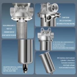 Whole house sediment filter water filter system 40μm 316 stainless steel mesh