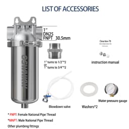 Whole house sediment filter water filter system 40μm 316 stainless steel mesh