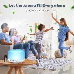 Aroma Diffuser Air Humidifier, Quiet 5-in-1 Premium Humidifier, Home Fragrance Aroma Diffuser with 7 LED Color Changing Light