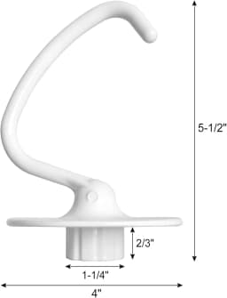Dough Hook Attachment 4.5/5.0 Quart Bowel for KitchenAid, Coated Dough Hook for K45 K45SS KSM90 KSM150 Tilt-Head Stand Mixers