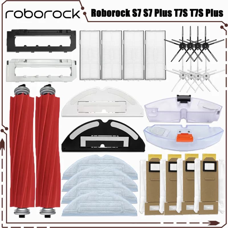 For Roborock S7 S7 Plus T7S T7S Plus Robotic Vacuum Cleaner Accessories Main Brush Hepa Filter Mops Dust Bag Replacement Parts