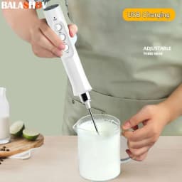 Electric Milk Frother Foam Maker Handheld Foamer High Speeds Drink Mixer Coffee Frothing Wand 3 In 1 Portable Rechargeable