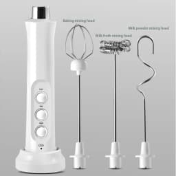 Electric Milk Frother Foam Maker Handheld Foamer High Speeds Drink Mixer Coffee Frothing Wand 3 In 1 Portable Rechargeable