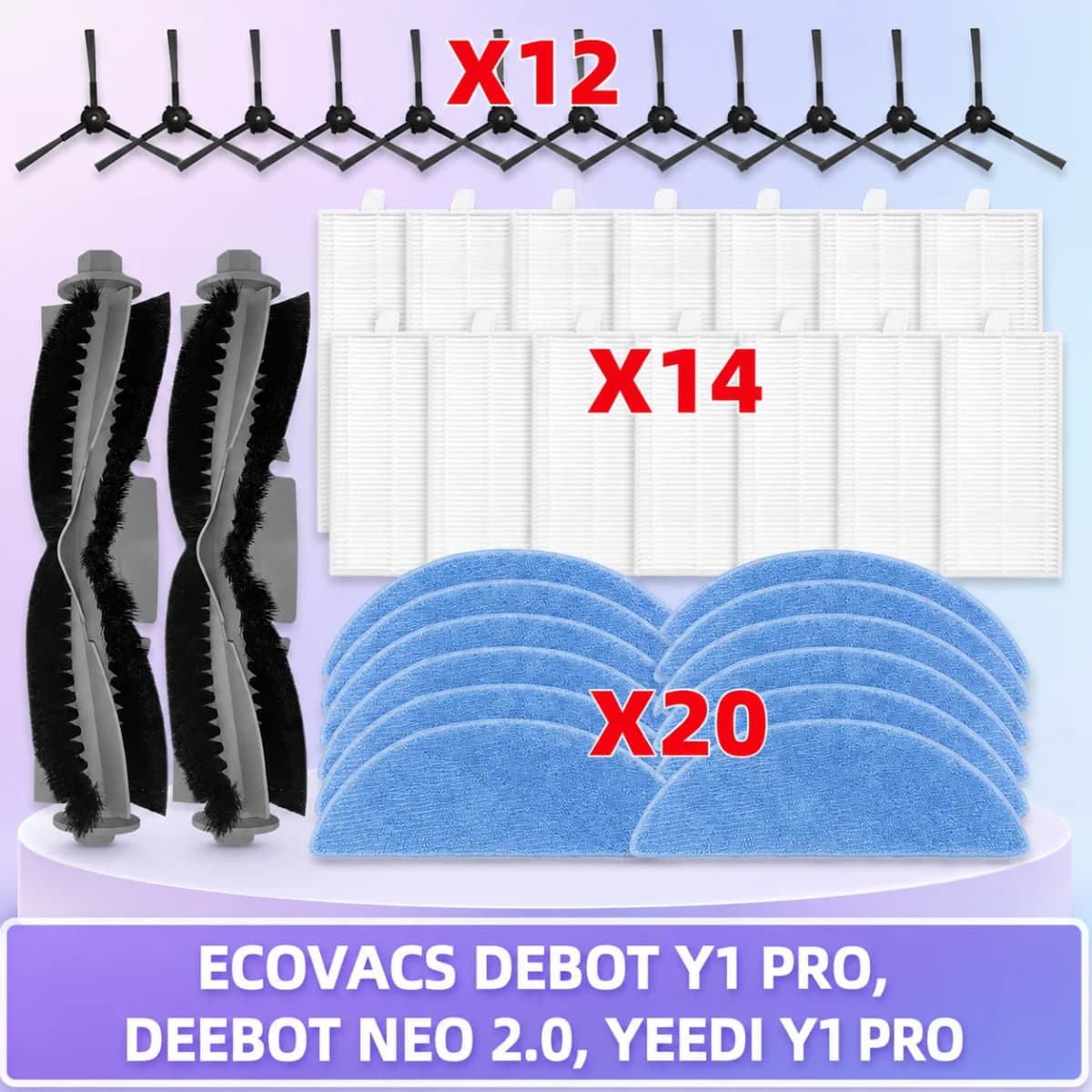 Fit For (ECOVACS DEBOT Y1 PRO, DEEBOOT NEO 2.0, YEEDI Y1 PRO) Vacuum Parts Main Roller Side Brush Filter Mop Cloth Accessories