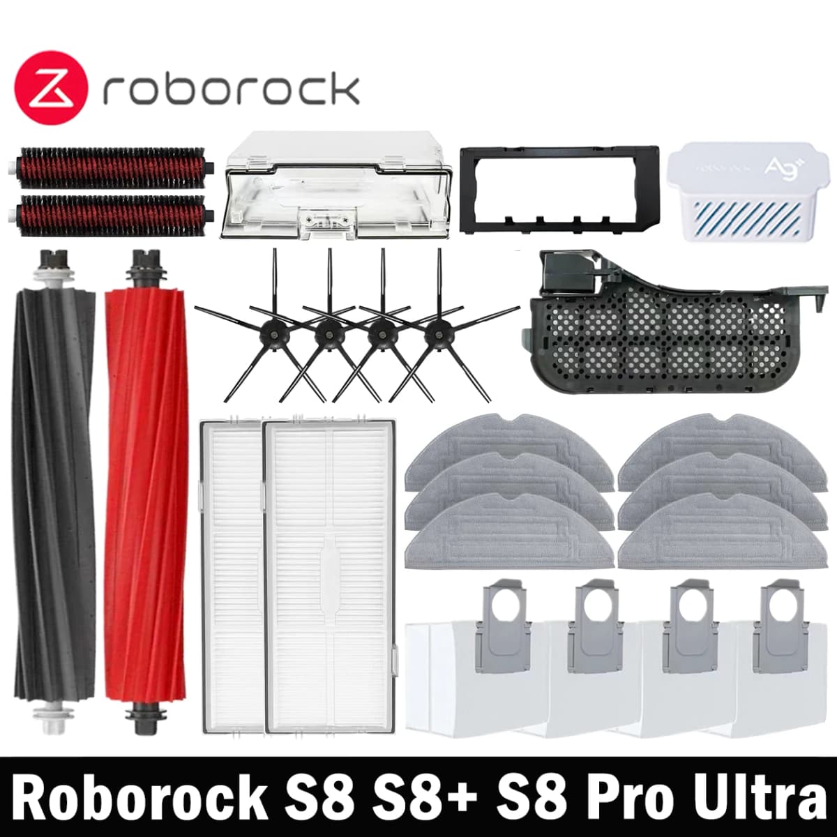 Roborock S8 Pro Ultra S8+ Robot Vacuum Cleaner Mop Choth Vacuum Bags Accessories Side Brush Filter Replaceable Spare Parts