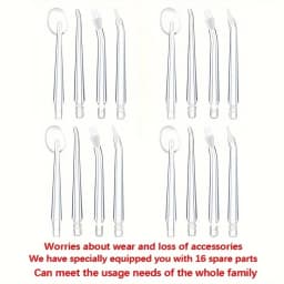 16pcs Dental Hygiene Kit - Includes Standard & Orthodontic Nozzles For Effective Teeth Cleaning And Oral Care
