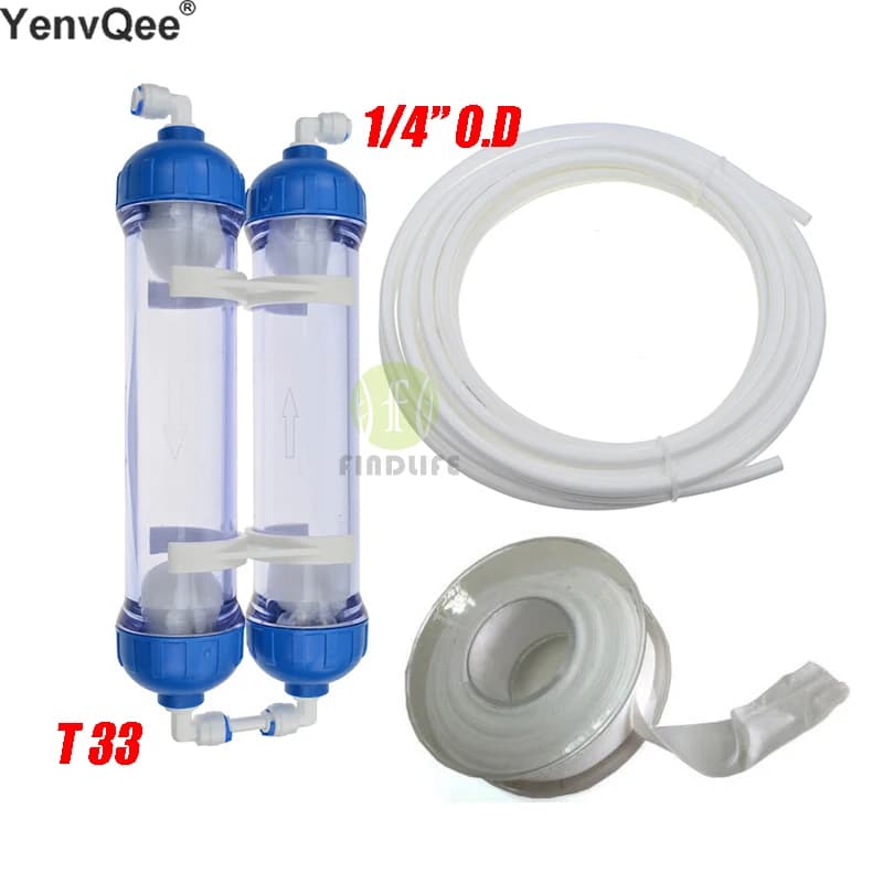 WATER FILTER 2PCS T33 Cartridge Housing DIY T33 Shell Filter Bottle 4Pcs Fittings Water Purifier for Reverse Osmosis System