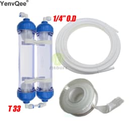 WATER FILTER 2PCS T33 Cartridge Housing DIY T33 Shell Filter Bottle 4Pcs Fittings Water Purifier for Reverse Osmosis System