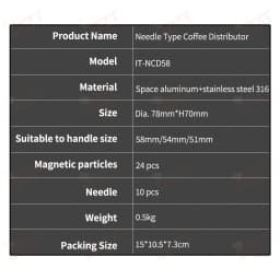 GZZT NCD58 Needle Type Coffee Distributor 58mm/54mm/51mm Compatible Coffee Tamper Space Aluminum & Stainless Steel Tamping Tool