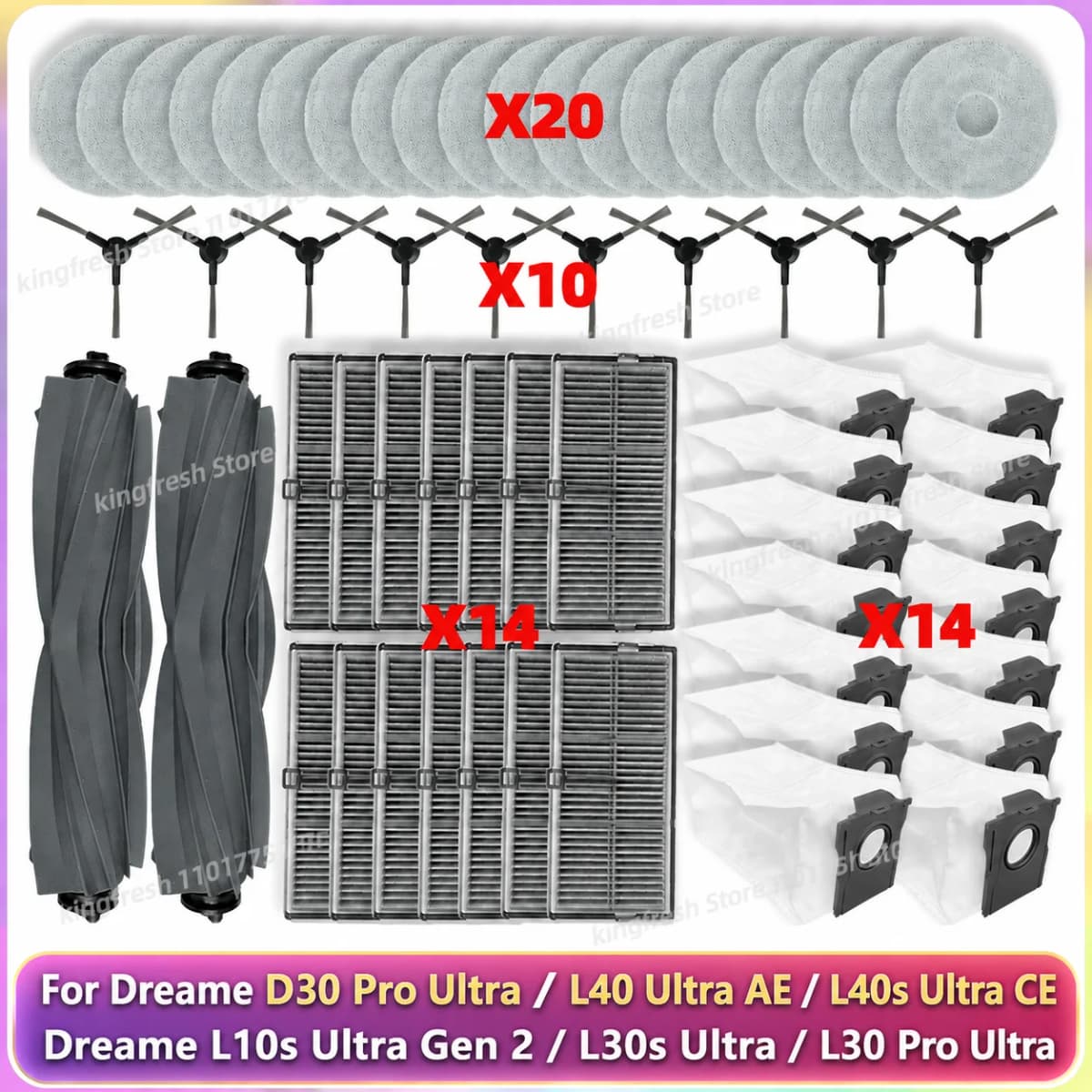 Fit For Dreame L10s Ultra Gen 2 / L30s Ultra/ L30 Pro Ultra, Dreame L40 Ultra AE/L40s Ultra CE Parts Brush Filter Mop Bag