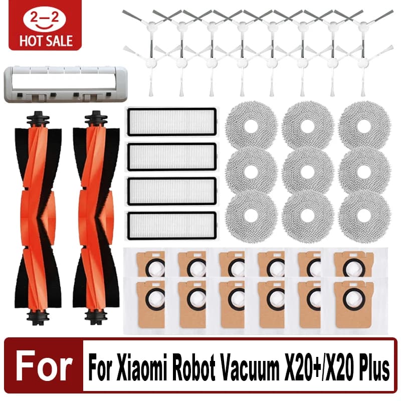 For Xiaomi Robot Vacuum X20+/X20 Plus Parts Accessories Main Side Brush Hepa Filter Mop Cloth Dust Bag Replacement
