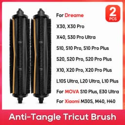 TriCut Brush Fit For Dreame X40 Ultra, X30 Pro, X20 Pro, S10, S20 Pro Plus, L10S Pro Ultra, Mova E30 Ultra, Xiaomi M30S, M40,H40