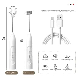 2 in 1 USB Rechargeable Electric Egg Beater Whisk Coffee Mixer Double Heads Milk Frothers Baking Stirrer Kitchen Gadgets