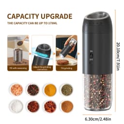 1/2PCS Electric Salt And Pepper Grinder with LED Light Gravity Sensing Adjustable Spice Mills Cordless Automatic Kitchen Gadget