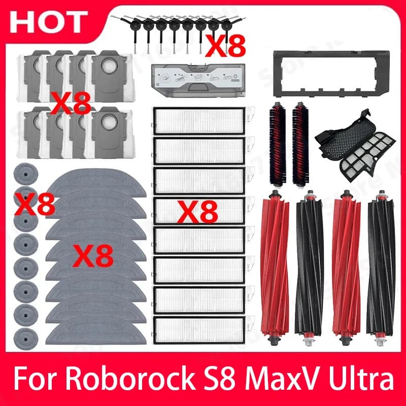 Roborock S8 MaxV Ultra Robot Vacuum Cleaner Accessories Mop Cloth Vacuum Bags Side Brush Filter Replaceable Spare Parts