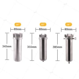 10*2.5 Inches 304 Stainless Steel Hot Water Filter Housing 1/2" 3/4" 1' For High Temperature High Flow