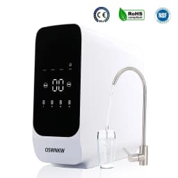 OSWNKW 600GPD High Flow Tankless RO System, Reduce TDS, 1:2Drain Ratio, Mineralized, UV Light, Compact Under Sink Water Purifier