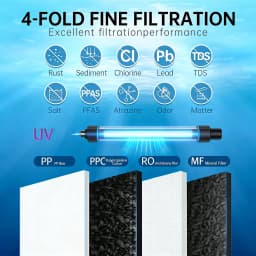 OSWNKW 600GPD High Flow Tankless RO System, Reduce TDS, 1:2Drain Ratio, Mineralized, UV Light, Compact Under Sink Water Purifier