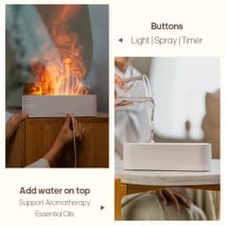 KINSCOTER Realistic Colorful Flame Aromatherapy Diffuser Aroma Essential Oil 150ml USB Air Humidifie Purifier Air Freshener