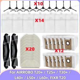 Fit For AIRROBO T20+ / T25+ / T30+ / L40+ / L50+ / L60+ / FIXR T20 Parts Main Roller Side Brush Filter Mop Cloth Pad Dust Bag