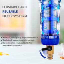 Waternoble 40 Micron Spin-Down Sediment Filter Brass Prefilter & Stainless Steel Mesh For Enhanced Water Quality & Rust Removal