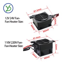 PTC Heater 12V 24V 48V 110V 220V Ceramic Thermostatic Insulated Heater With Fan Pet Insulation Incubator PTC Electric Heater Car