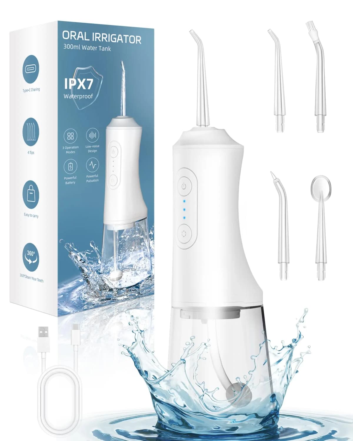 Water Dental Waterpick Irrigator Ipx7 Waterproof Irrigation Mouthwash Machine Oral Floss Flosser Irigator For Teeth Cleaner