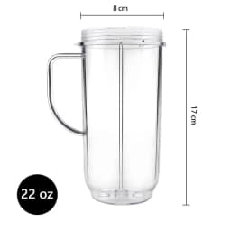 Tall 22oz Replacement Part Cup Mug with Handle Compatible with 250w Magic Bullet On-The-Go Mug