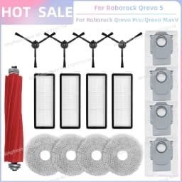 Fit For (Roborock Qrevo S, Qrevo Pro, Qrevo MaxV, Qrevo Plus) Vacuum Parts Main Roller Side Brush Filter Mop Pad Cloth Dust Bag