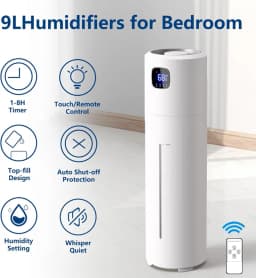 12L Humidifier Floor-Mounted Air Purification Large-Capacity Heavy Fog Intelligent Household Touch AC Negative Ions White